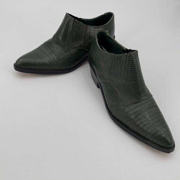 Vintage Western Green Leather Pointed Ankle Booties Ankle Boots Ashley | 5/5.5 - Picture 11 of 15